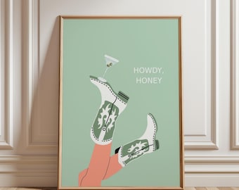 Cowboy Boot Martini Print: Rustic Western Home Decor (Digital Download)