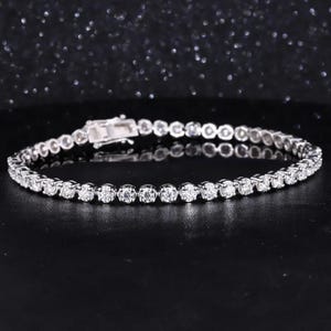 5,85 CT ronde moissaniet diamant tennisarmband, Valentijnsdagcadeau voor vriendin, tennisarmband voor vrouwen, armband huwelijkscadeau