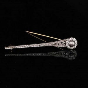 Edwardian Pearl Brooch, C.1907 Art Deco Floral Motif Brooch, Antique Vintage Inspired Brooch, Silver Or Gold Art Deco Brooch, Women&#39;s Brooch