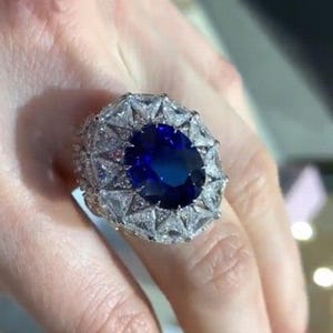 Royal Blue Oval & Triangle Cut CZ Stone Wedding Ring, Women&#39;s Cocktail Ring, 925 Silver Gemstone Ring, Party Wear Ring, Engagement Ring