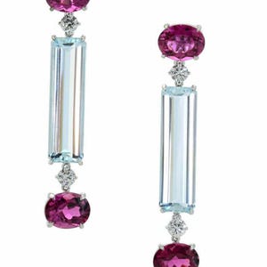 Multi Shape CZ Stone Drop Earring, Engagement Earring For Her, 925 Silver Multi Gemstone Long Dangle Earring, Women&#39;s Party Wear Earring