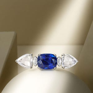 Multi Shape CZ Stone Brooch, Sapphire Gemstone Brooch, Women&#39;s Brooch, 925 Silver Five Stone Brooch, Wedding Brooch, Anniversary Gift Brooch