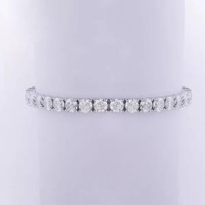 Ronde moissaniet-diamanten tennisarmband voor haar, 14 kt gouden trouwarmband, jubileumcadeau voor vrouw, damesarmband voor dagelijks gebruik