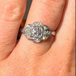 Round Cut Moissanite Diamond Vintage Inspired Ring, Antique Art Deco Minimalist Ring, 14K Gold Engagement Ring, Edwardian Wedding Ring
