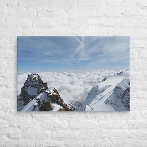 Canvas Alps | Dufourspitze with Margherita Hut – Mountain Panorama Wall Art above Sea of Clouds