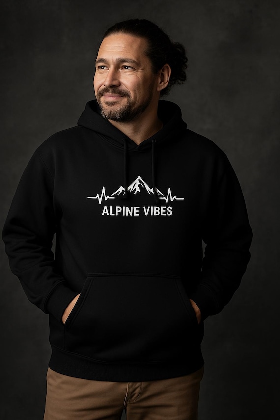 Alpine Vibes Hoodie | Warm hoodie for men and women | Streetwear hoodie with mountain design | Outdoor wanderlust fashion