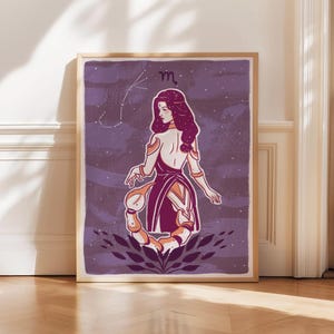 Scorpio Zodiac Portrait Print | Minimalist Abstract Astrology Art | Horoscope Line Poster | Star Sign Decor | Spiritual Unique Birthday Gift