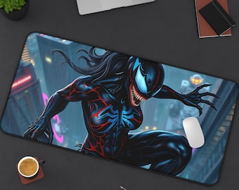 Female Venom Symbiote Marvel-Inspired Gaming Mouse Pad | Vibrant Comic Book Art Design | Anti-Slip XXL Desk Mat | Office Decor