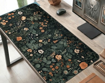 Darkcore Cottage Schreibtischmatte, Floral Botanisches Mousepad, Natur Garten Dekor