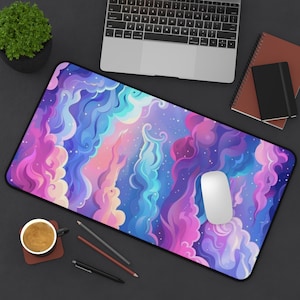 Alfombrilla de escritorio con remolinos de nebulosa de colores / Alfombrilla de ratón con diseño de nube galáctica