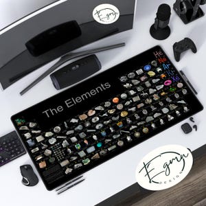 Tapete de escritorio de la tabla periódica: tapete de escritorio científico para estudiantes y profesores, código QR personalizado