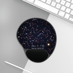Night Sky Mouse Pad with Wrist Rest | Personalized Starmap
