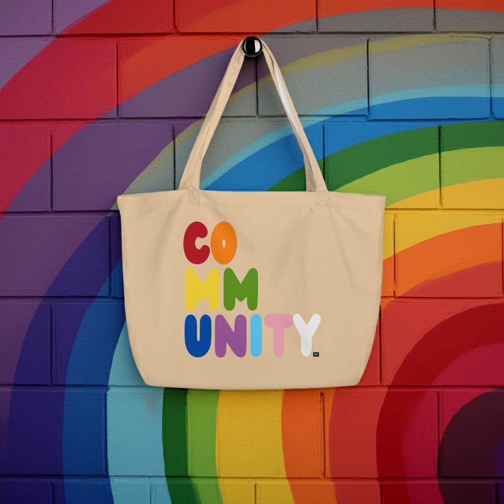 LGBTQ+ Themed Tote Bags - Rainbow Community Jumbo Tote Bag - Grocery Totes, Beach Bags, Cotton Tote Bags