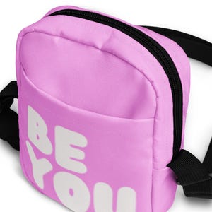 Crossbody Bags - A Community in Pink Small Crossbody Bag - Summer Bags, Lightweight Bags, Pink Bags, Compact Bags, Bag with Positive Message
