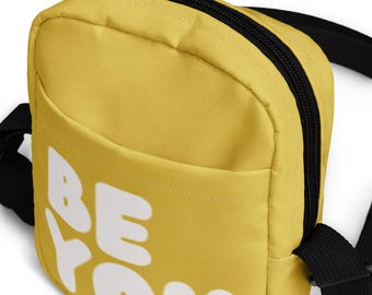 Crossbody Bag - Be You in Yellow Small Crossbody Bag - Summer Bags, Lightweight Bags, Self-Love Themed Bags, Affirmation Themed Bags