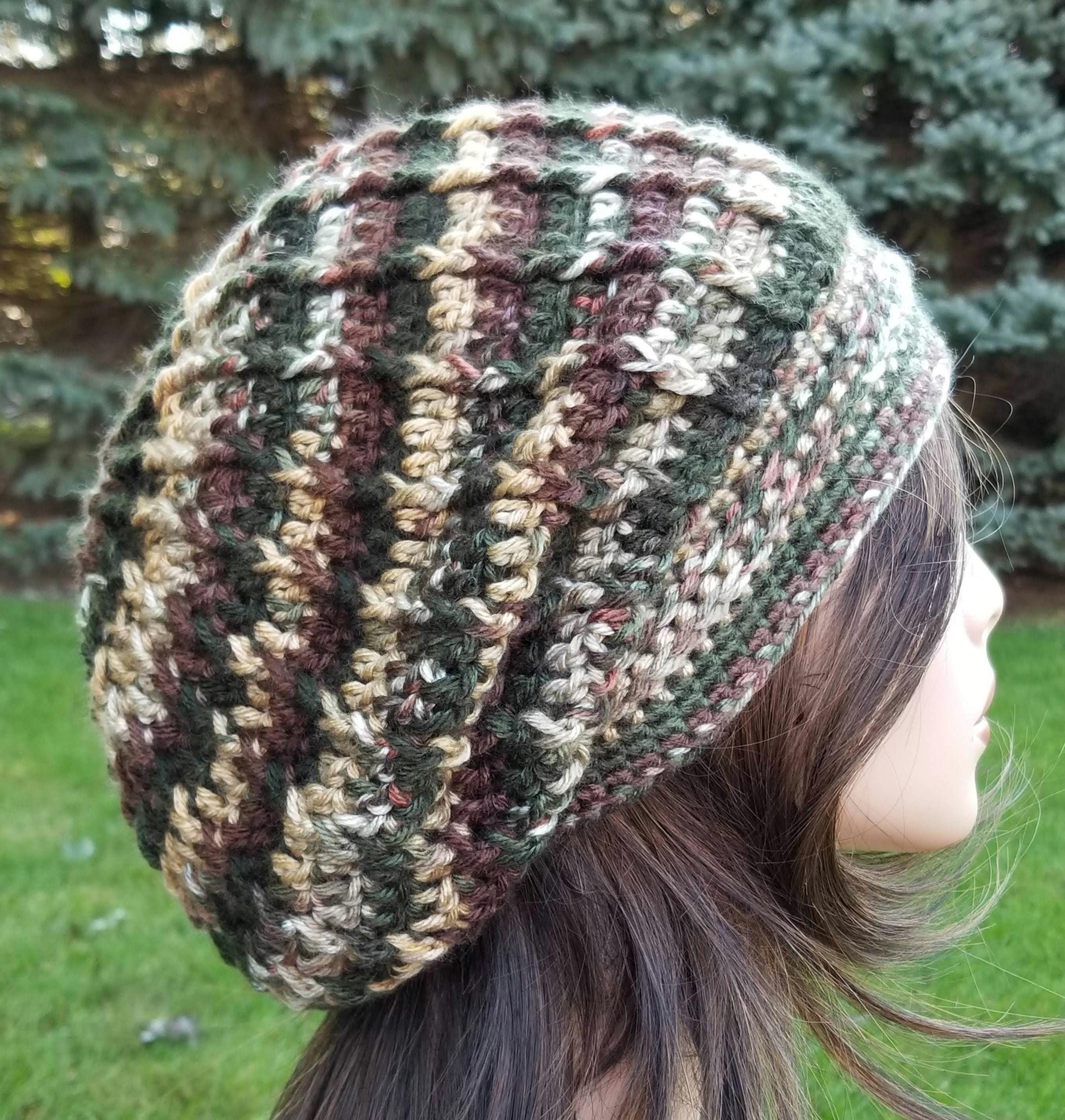 Crochet Wool Mix Slouchy Green Brown Beanie Hat The Olivewood Crochet Hat is a free crochet pattern by  main image 2