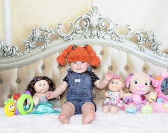 Cabbage Patch Kids Crochet Hat ,Size 0-12 Months,Custom Made