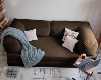 Sofá modular Teddy, sofá de suelo Teddy de pana, sofá seccional Teddy lavable, sofá cama Teddy