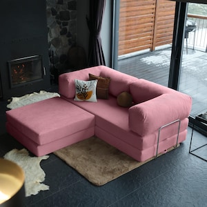 Comfortable teddy modular sofa bed with plush teddy upholstery, designed for both sitting and sleeping comfort. This teddy sleeper sofa blends modern style with cozy textures, making it an ideal addition to any home seeking flexibility and warmth.