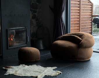 Modern Home Decor Pouf, Handmade Outdoor Pouf, Velvet Washable Pouf