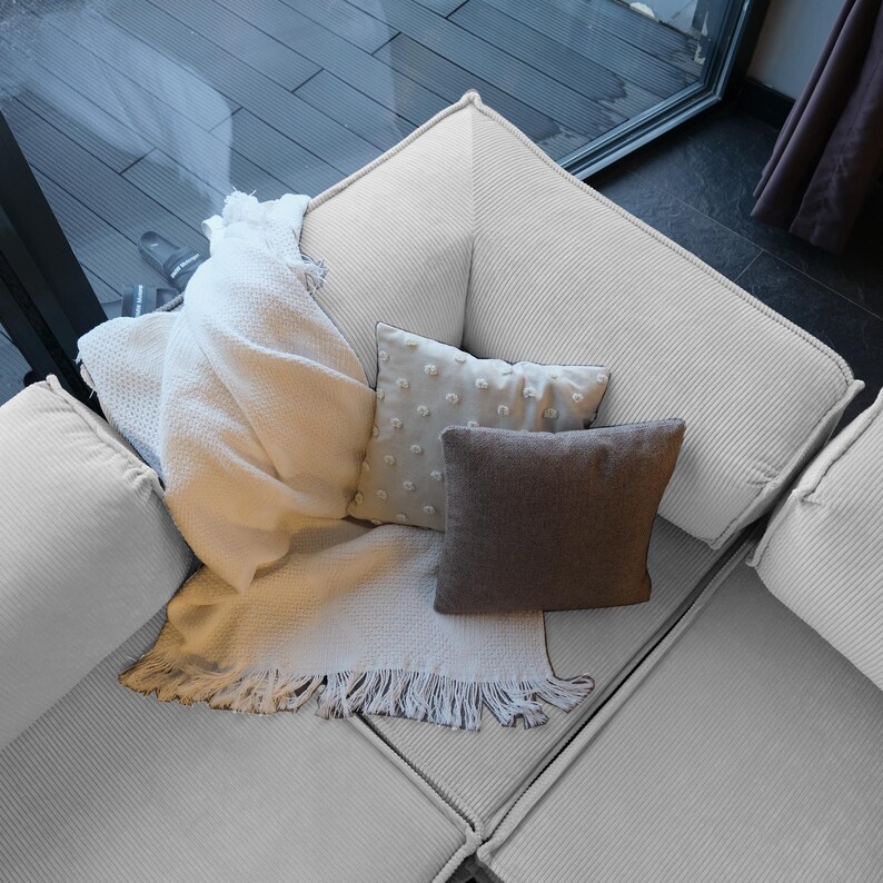 A modern sleeper sofa wrapped in teddy velvet with a minimalist shape and washable finish. It brings both elegance and comfort to your livingroom.