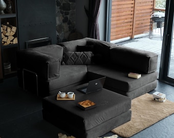 Sofá modular para salón, sofá en forma de L a medida, sofá minimalista lavable