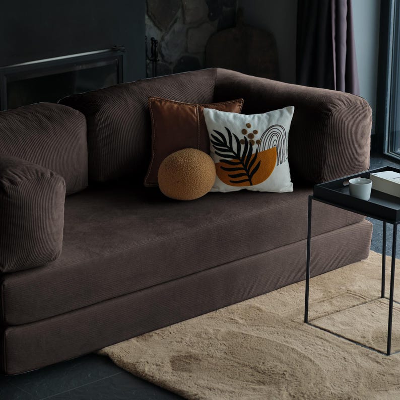 Custom teddy floor sofa arranged in minimalist décor, creating a cozy and modern centerpiece for livingrooms.