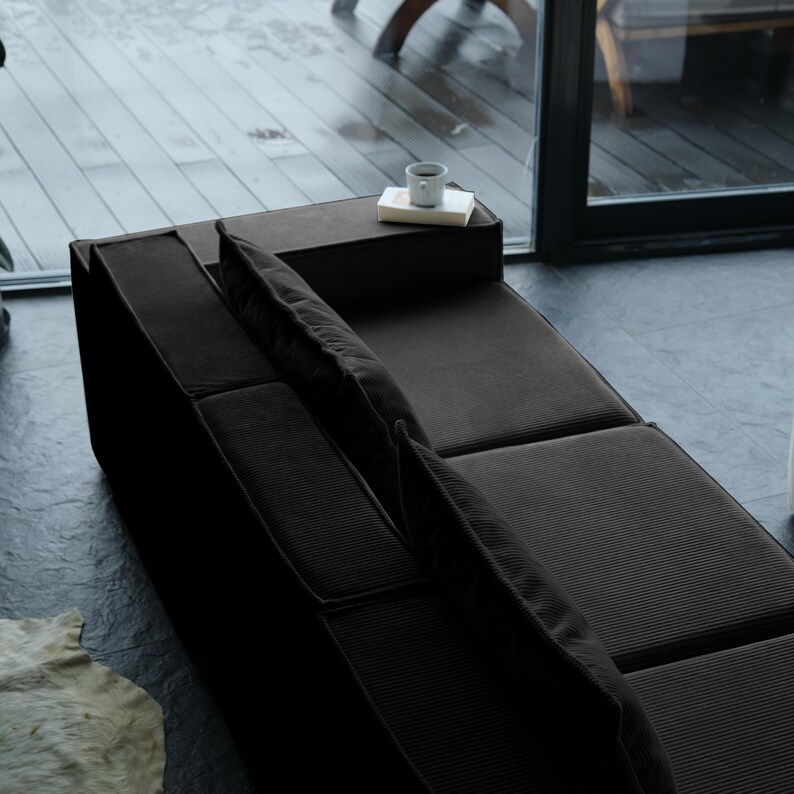 This teddy floor sofa is both modern and cozy. Washable teddy fabric, deep cushions, and a low profile make it the perfect couch for comfort-first livingroom decor.