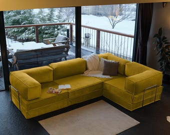 Unique Velvet Sofa, Handmade Modern Sofa, Minimalist Teddy Sofa