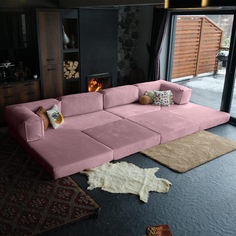 Cozy up with this washable teddy modular sofa featuring a convertible closed corner and L-shaped miniature form. Practical, soft, and ideal for space-saving comfort.