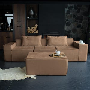 This teddy sectional floor sofa combines minimalist design with plush comfort. The washable teddy fabric is easy to maintain, while the soft floor-level structure enhances any calm and cozy interior.