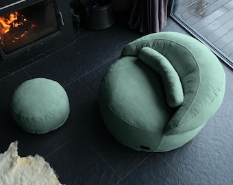 Cojín tipo puf de suelo, sofá puf de terciopelo, sillón puf
