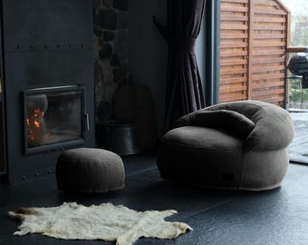 快適なビーンバッグチェア、ベルベットのプーフセット、プーフソファクッション