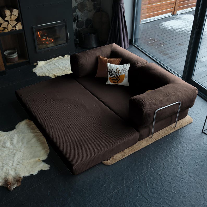 Sleeper modular teddy couch displayed in a sectional layout, combining flexible design with soft comfort for family gatherings.