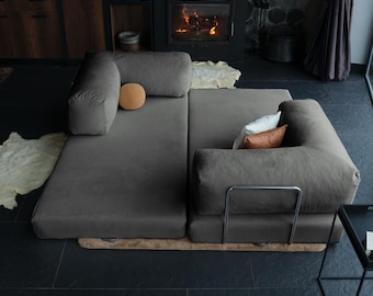 Traditional Floor Teddy Sofa, Modular Corduroy Teddy Couch, Custom Teddy Sofa