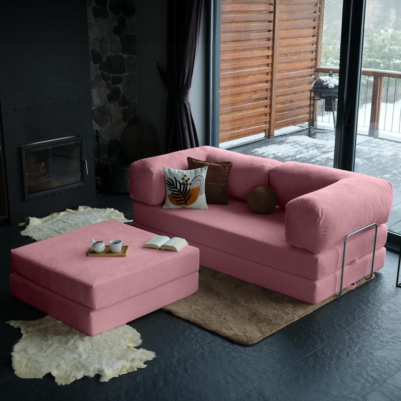 Soft teddy sleeper sofa featuring modular construction and washable covers, combining comfort and practicality. The teddy sofa bed provides a warm and inviting space for lounging and sleeping, perfect for modern living rooms.