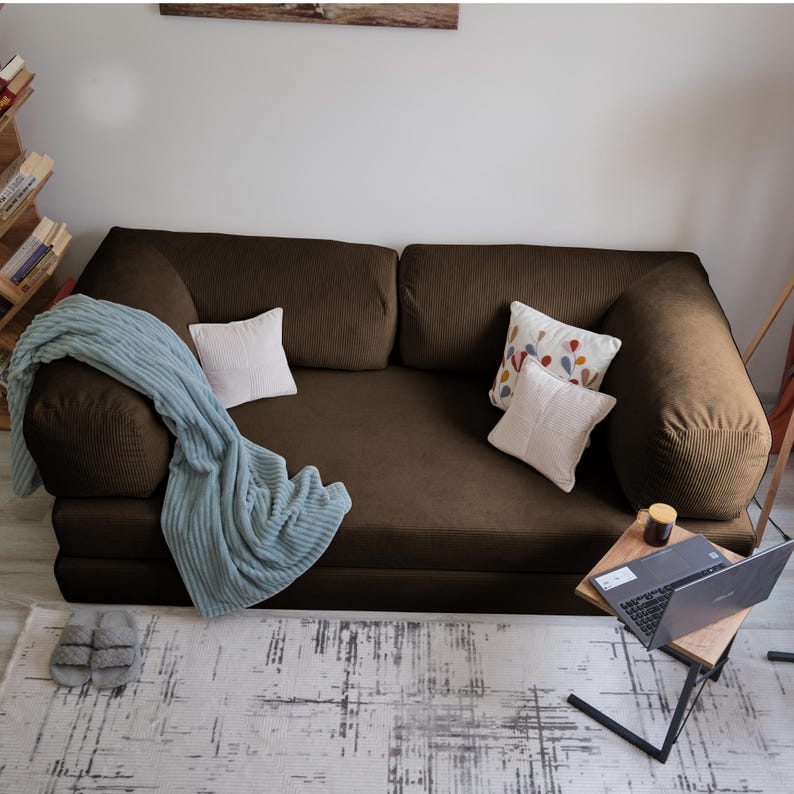 Corduroy modular teddy sofa styled in a sectional layout, offering durable comfort and timeless design for modern homes.