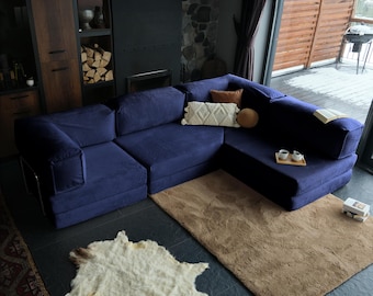 Sleeper Velvet Sofa, Livingroom Comfy Sofa, L Shaped Washable Sofa