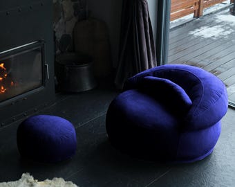 Comfortable Corduroy Floor Pouf, Moroccan Velvet Pouf, Home Decor Bean Bag Chair Pouf