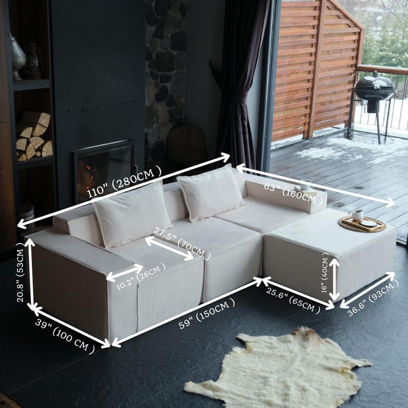 A floor-level teddy sectional sofa designed for minimalist homes. Washable teddy fabric and cozy cushions make it easy to care for while keeping your space soft, warm, and elegant.