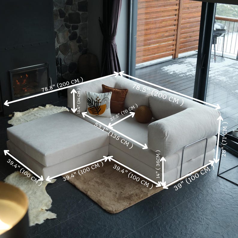 Comfortable teddy modular sofa bed with soft teddy fabric and washable covers, ideal for versatile living spaces. This teddy sleeper sofa provides a cozy, stylish option for seating and sleeping needs.