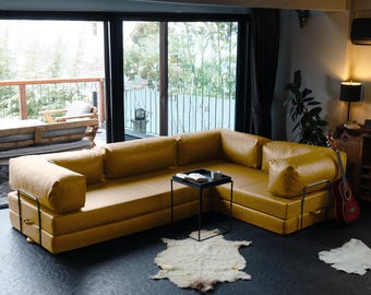 Sofá de suelo Teddy de cuero, sofá cama Teddy, muebles de salón, sofá Teddy modular