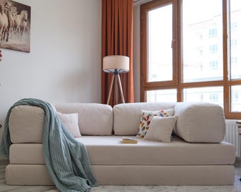 Canapé d'angle en peluche confortable, Canapé en peluche moelleux de salon, Canapé d'angle en peluche en velours côtelé