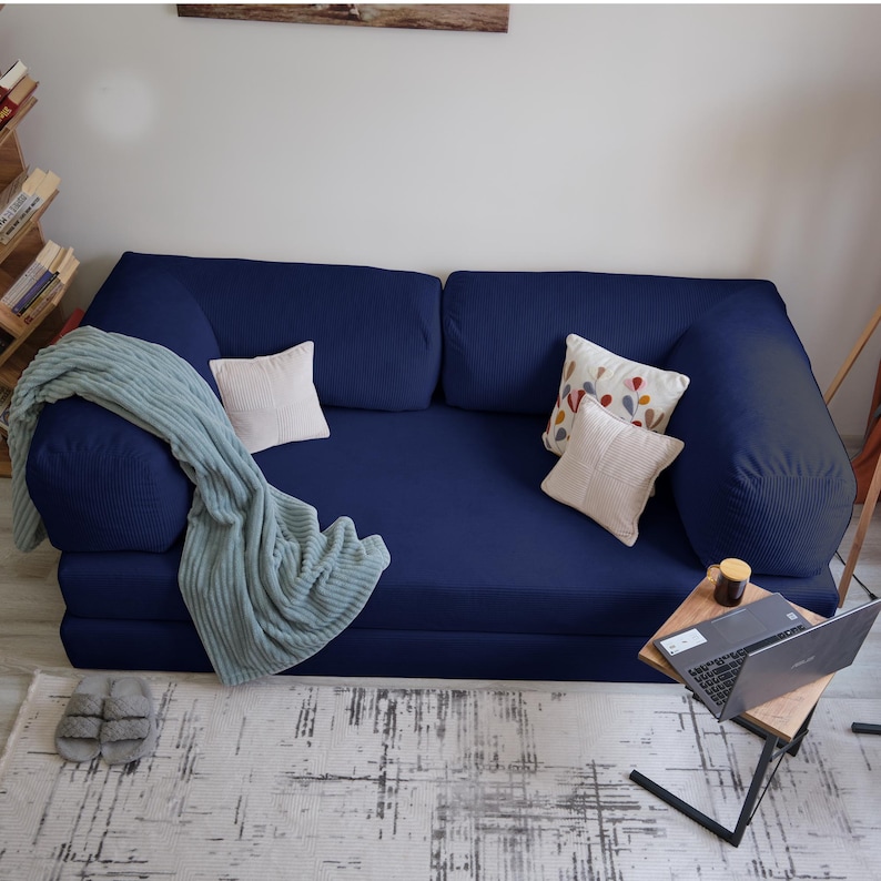 Custom teddy corduroy sofa, soft cozy sleeper couch for modern living room