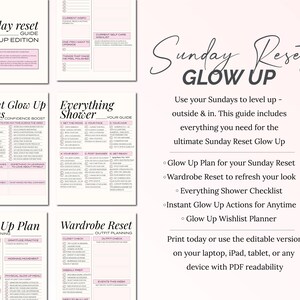 Sunday Reset Glow Up pages shows 6 pages