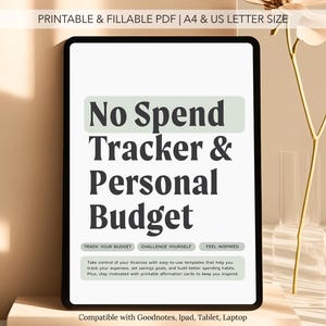 Keine Ausgaben Geld sparende Herausforderung | Druckbare bearbeitbare Budget Tracker Arbeitsblätter | Haushalts-Reset-Seiten | Fülle Mindset Affirmationskarten