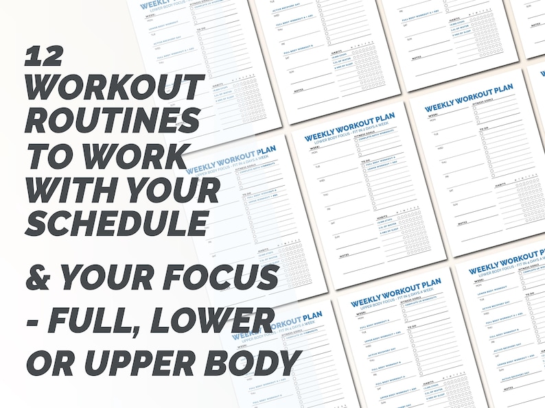Workout Routine Chart Organize Workout Chart Bundle | Printable Gym Diagrams | Interactive Dumbbell ...