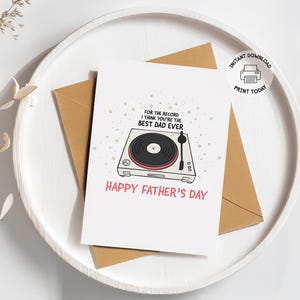 Musik-Vatertags-Karte | Plattenspieler Vatertagskarte für Papa | Vinyl Grußkarte | Best Dad Ever Hinweis | Musiker DJ Pun