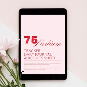 75 Medium Challenge Digital Planner Bundle | Editable 75 Soft Checklist | Printable Daily Habit Tracker, Journal, Results Log Book Template