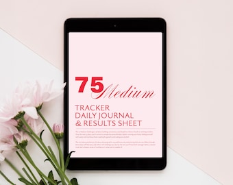 75 Medium Challenge Digital Planner Bundle | Editable 75 Soft Checklist | Printable Daily Habit Tracker, Journal, Results Log Book Template